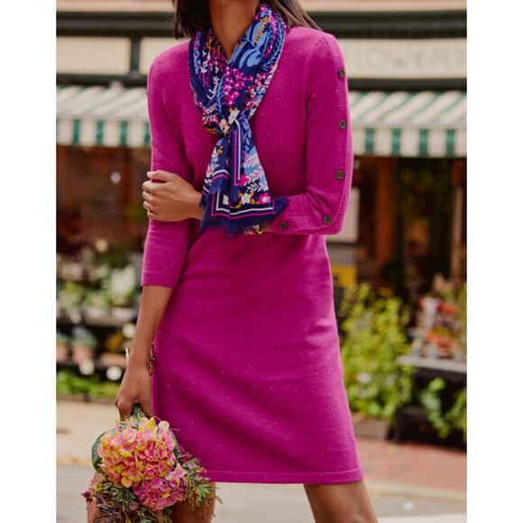 Talbots Women's Kitty Tweed Open Neck Shift Sweater Dress XL Petite New - Picture 9 of 10